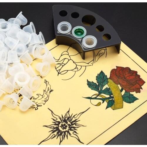 100Pcs Soft Silicone Ink Holder Tattoo Semi Permanent Makeup Pigment Cups Caps best to use for holding tattoo pigment ink cups
