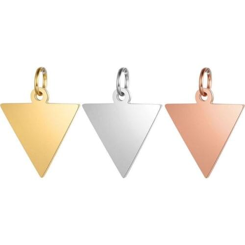 Wholesale 30pc/lot DIY Glossy Geometric Triangle Stainless Steel Charms Pendants Jewelry Components Girls Women Making Jewelry