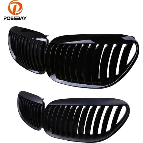 POSSBAY Car Front Kidney Grille Grills Fit for BMW 6-Series E63 Coupe 2004-2010 Matte/Painting Gloss Black Automobiles Grills
