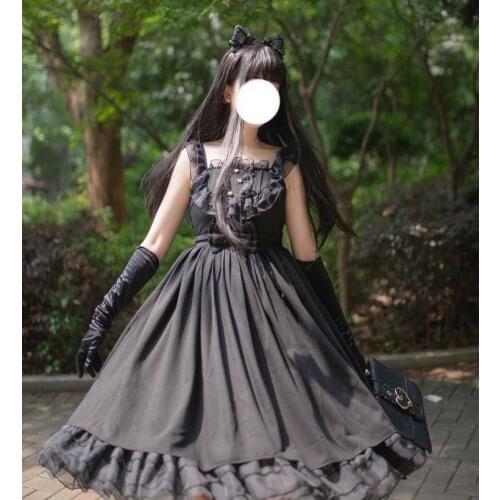 Lolita sweet high waist white cute girl strap dress summer princess victorian dress kawaii girl gothic lolita cosplay loli