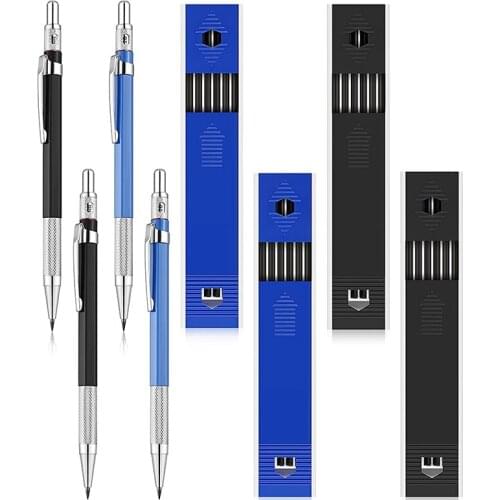 PPYY-4 Pieces 2 mm Carpenter Pencils with 48 Pieces Replaceable Marker Refills for Wood Tile Glass Ceramics Metal