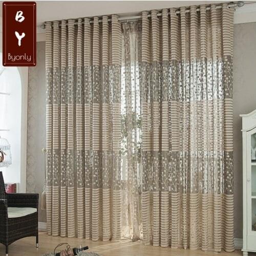 European-style Luxury Striped Decorative Tulle Curtain Finished Product Curtains for Living Dining Room Bedroom