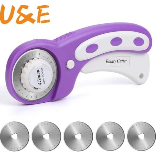 45mm Rotary Cutter with 6 Replacement Blades ,Sewing Clips, Leather Craft Knife Sewing Tool Leather Cutting Tools