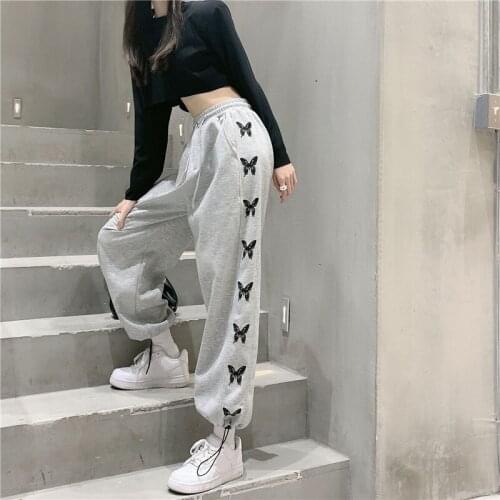 Spodnie Dresowe Damskie 2021Spring Streetwear High Waist Harem Pants Sweatpants Baggy Pantalon Taille Haute Women Clothing A190