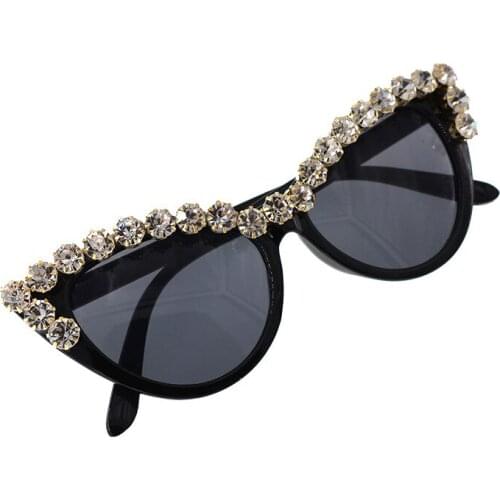 Fashion Women Cat Sunglasses silver Beads Decoration Retro Sunglasses Bling Rhinestones Men Sun Glasses Vintage Shade NX