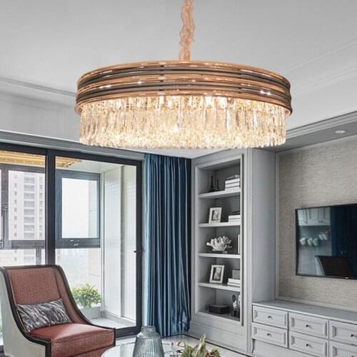 Postmodern LED Luxury Luminaires Round Chandelier Bedroom Living Room Dining Hanging Lamp Creative Crystal Chandelier Lighting