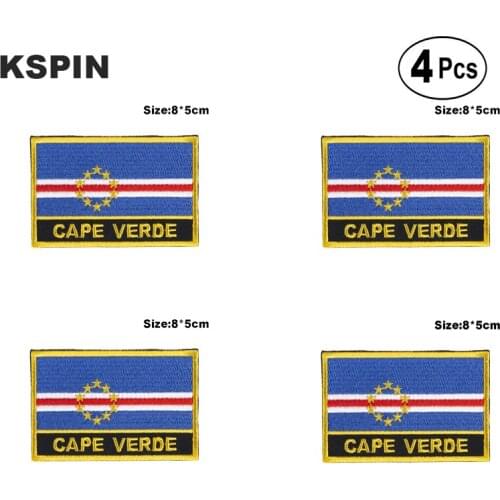 Cape Verde Rectangular Shape Flag Iron on Saw on Patches Embroidered Flag Patches National Flag Patches for Clothing