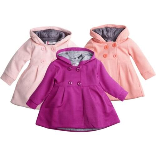 Baby Girl Hooded Trench Coat Fall Winter Warm Windproof Windbreaker Parka Jacket Kids Outerwear