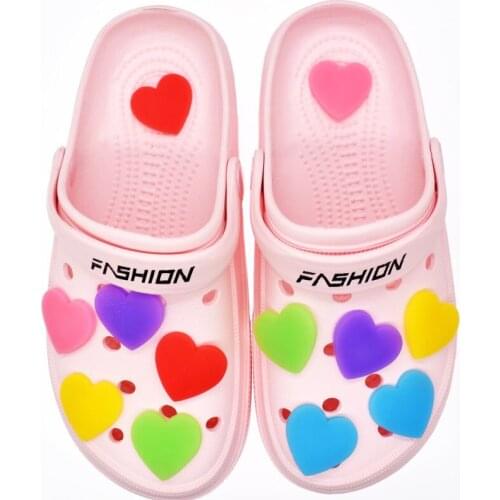 50PCS/Set Colorful Heart-Shaped Shoe Charms Accessories Cute Garden Shoe Decoration for Wristband Croc Jibz Kids Girls Gifts
