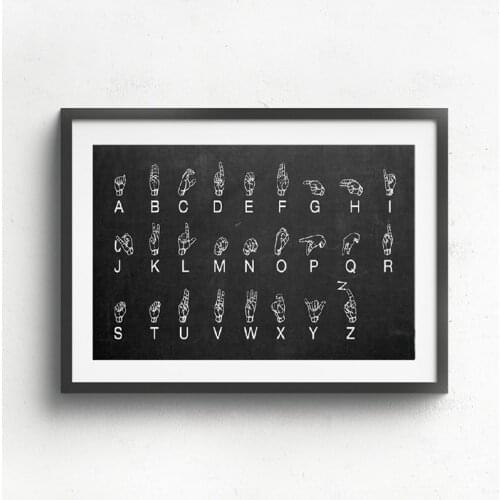 Sign Language Poster And Print Vintage Nursery Decor Alphabet Inspirational Wall Art Canvas Painting Picture Home Decoration