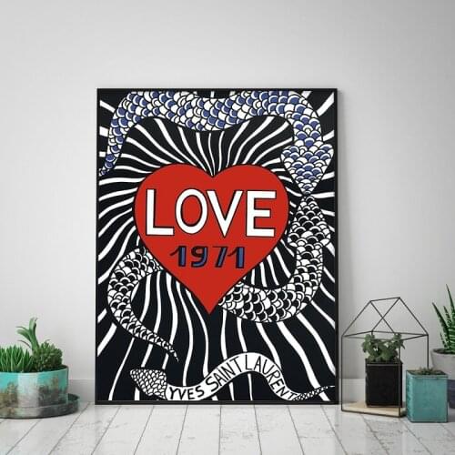 YSL LOVE1971 Fashion Poster Print Girl Wall Decor Love Art Retro Picture Couple Lovers Room Living Room Home Decor Frameless