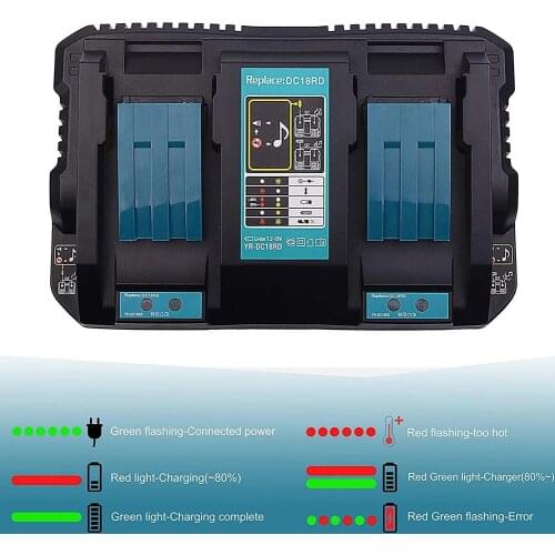 Double/Single USB Ports Battery Charger EU Plug for Makita 7.2V14.4V 18V DC18RD DC18RC BL1860 BL1840 BL1830 4A Power Tool
