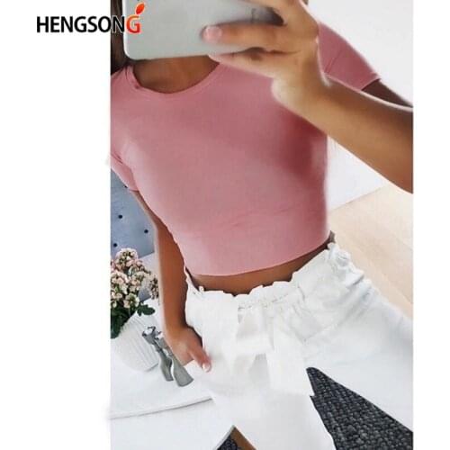 2021 Summer Women Running Vest Fitness Tank Top Solid Color O-Neck Short Sleeve T-shirt Female Casual Tees Basic Shirt