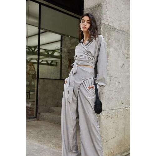 Autumn women 2020 new design sense casual Jumpsuit slim bandage wide leg pants 1219