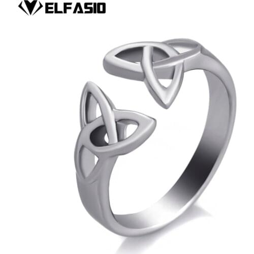 Elfasio Womens Girls Stainless Steel Ring Celtic Knot Silver Tone Fashion Jewelry