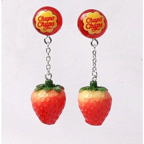 1 Pair Stud Earring Multicolours Resin Candy Charms With Sweet Fruit Earring Fashion Jewelry Gift