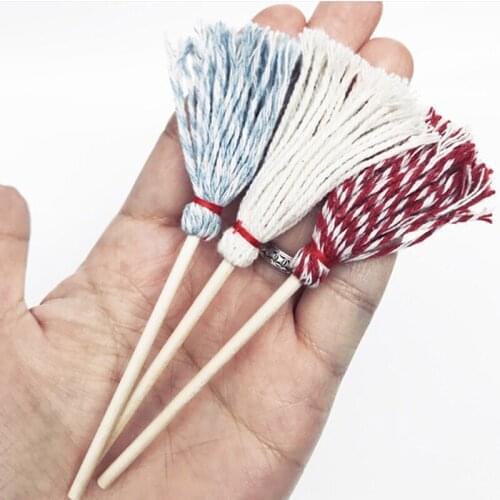 1pc 1:12 Scale Dollhouse Miniature Kitchen Garden Mop Bucket Classic Pretend Play Furniture Cute Toys Creative Gifts Presents