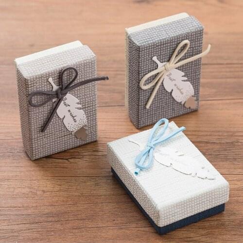 10 Pcs/Lot Jewelry Package Creative Craft Box with Bow Tag High Quality PaperBox Necklace Earring Gift for Wedding Engagement