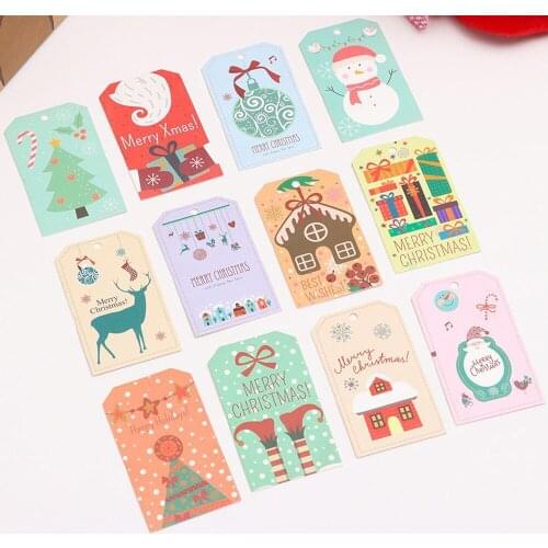 100PCS Christmas Paper Gift Label Tag Santa Claus Snowflake Xmas Gift Candy Packaging Label Merry Christmas DIY Wrapping Labels