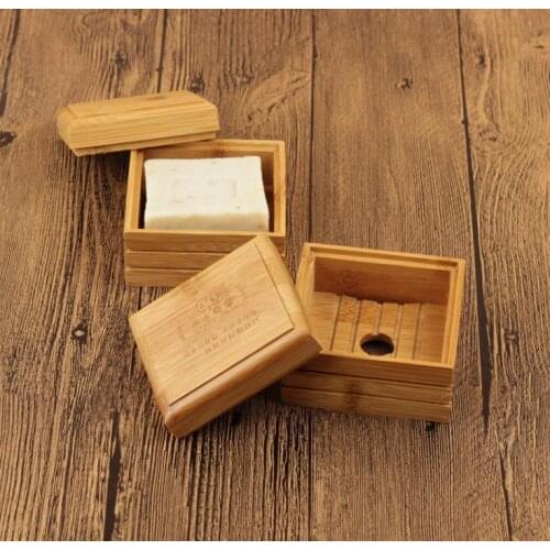 100pcs Natural Bamboo Soap Dish Wooden Soap Tray Holder Storage Soap Rack Plate Box Container for Bath Shower Plate Bathroom