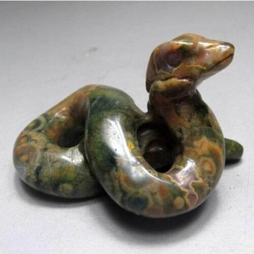 2" / 34g Jasper Snake Handmade Stone Carving - crystals and stones healing Mineral specimen Home Decor feng shui XX0604/06