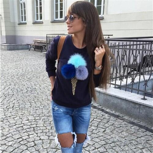 2018 Fashion Autumn Sweatshirt Women Colorful Plush Ball Long sleeve O-neck Causal Tracksuit Ladies Truien Dames Women Hoodies