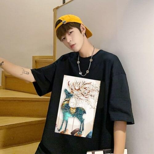 2021 Summer Mens Cotton Printed Short Sleeve T-shirt Round Neck Black/white Color T Shirt Tops Streetwear Tshirt Size S-3XL