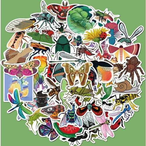 50pcs insect Stickers for Luggage Laptop Bike Skateboard Stickers Waterproof Childrens Toy Graffiti Stickers