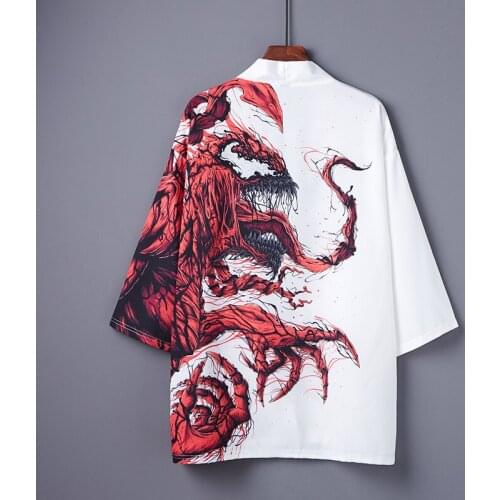 #5039 White Sunscreen Jacket Men Loose Summer Hip Hop Jacket Men Thin Casual Harajuku Vintage Outerwear Kimono Coat Open Stitch