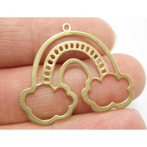 5pcs Brass rainbow pendant Raw brass cloud 30.5x25x0.7mm Brass earrings pendant R1277