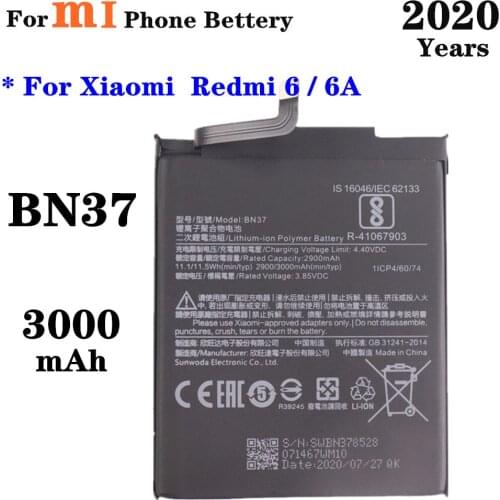 BN37 3000mAh for Xiaomi Redmi 6 Redmi6 ,Redmi 6A Phone Battery High Quality Replacement Batteries