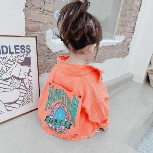 Spring Orange Denim Jacket Big Kids Fashion Clothes For Teen Teens Girls Cardigan 8 To 12 Children Outwear Coats Hoodies