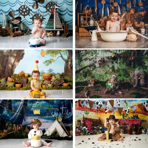 Kid Boy 1st Birthday Photography Backdrops Door Frame Child Newborn Backdrop Baby Artistic Portrait Background
