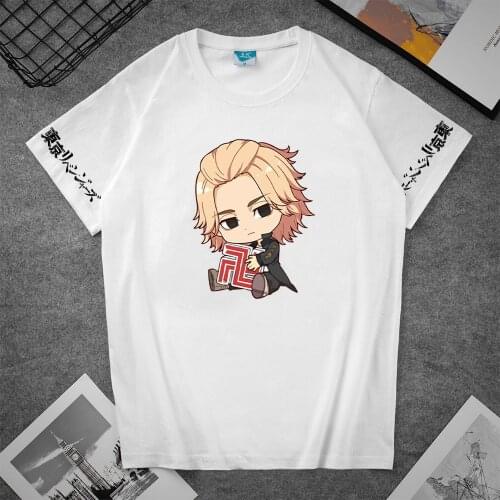 Japanese Anime Mens White T-shirts Tokyo Revengers Print Tshirts Mikey Manjiro San Short Sleeve T Shirts Summer Black Top Shirt