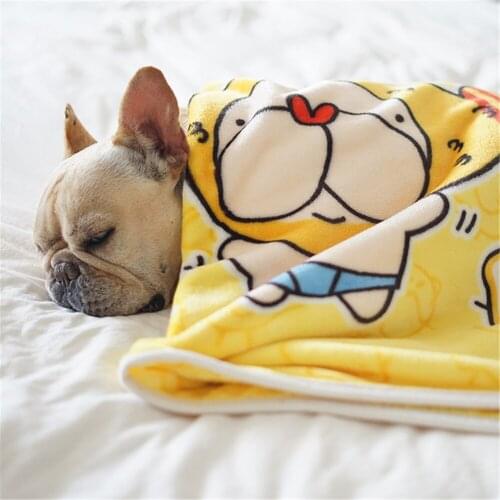 Miflame Soft Flannel Blanket For Dog Pad Cartoon Dog Bed Mat French Bulldog Chihuahua Blanket Cute Small Dogs Home Rug Thickened