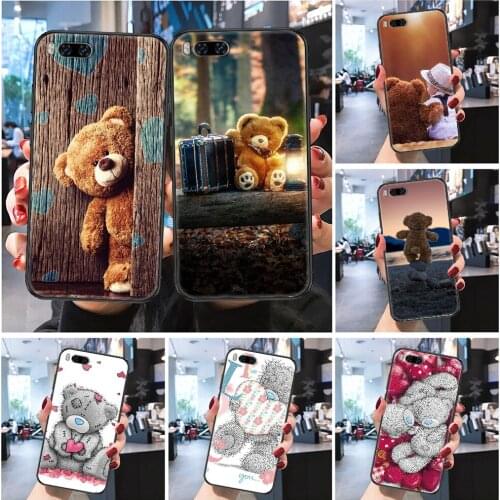 Teddy bear Lovely Phone case For Xiaomi Mi Max Note 3 A2 A3 8 9 9T 10 Lite Pro Ultra Frosted black fashion Etui luxury cover