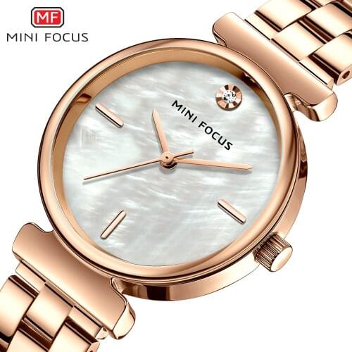 MINI FOCUS Women Watches Brand Luxury Fashion Casual Quartz Ladies Watch Waterproof Rose Gold Stainless Steel Strap Dress Watch