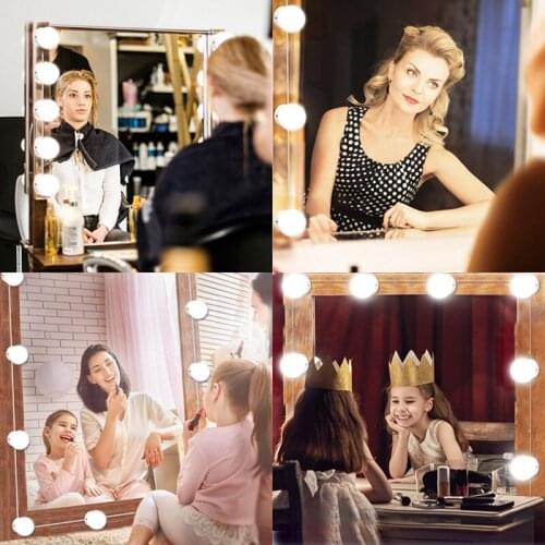 Upgraded Makeup Mirror LED Lights Hollywood Style Vanity Lights 10 Dimmable LED Bulbs for Dressing Table Bathroom wall Lamp usb