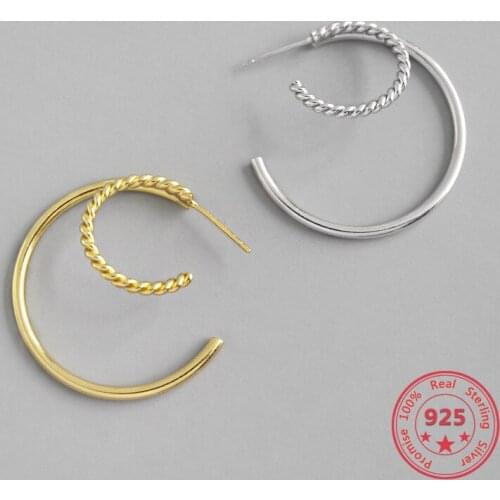 BITWBI Korea Fashion 925 Sterling Silver Earrings for Women Stacked Round Circle Earrings Geometry Fine Jewelry Gifts