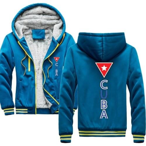 CUBA Winter Thick Hoodies Men Zipper Hooded Coat Brand Mens Tracksuit Sweatshirt Patchwork Jackets Warm US/EUR Plus size Hoody
