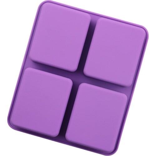 Soap Silicone Mold, 1 Pc Carnation Homemade Square Soap Silicone Mold, 4 Cavity 87HA