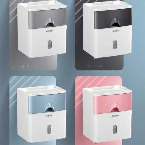 Wall Mount Toilet Paper Holder Multifunction Waterproof Toilet Tissue Storage Box Creative Bathroom Product Bathroom Access L1