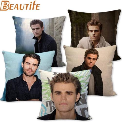 Custom Paul Wesley Pillowcase 45X45cm Wedding Decorative Pillow Cover Eco-Friendly Cotton Linen Fabric Pillow Case