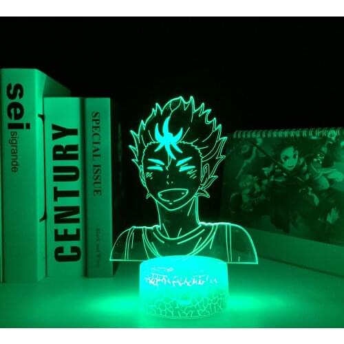 Haikyuu Anime Yu Nishinoya LED White Base Night Light for Kids Bedroom Decor Nightlight Child Birthday Gift Manga 3D Lamp