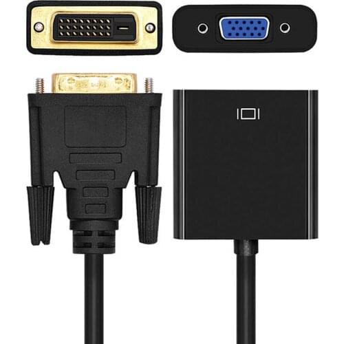 DVI Male to VGA Female Adapter Full HD 1080P DVI-D to VGA Adapter 24+1 25Pin to 15Pin Cable Converter for PC Computer Monitor