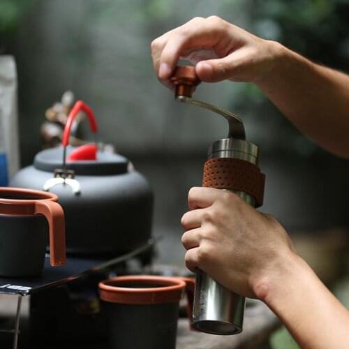 Manual Coffee Grinder Stainless Steel Adjustable Coffee Bean Mill With Rubber Loop Ring Easy Clean Kitchen Tools