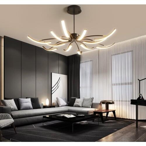 Luxury Matte Black/White Finished Modern Led Chandelier Lights for living room bedroom study room Adjustable New Led Lamp