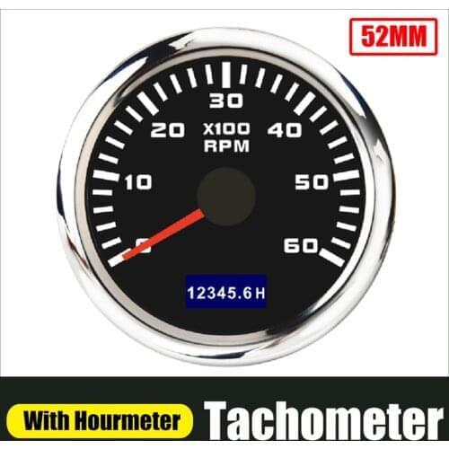 52mm Electrical Tachometer Gauge 3000,4000,6000,8000RPM For Diesel Motor Engine Red Backlit Rev Counter with Hour Meter 12V/24V