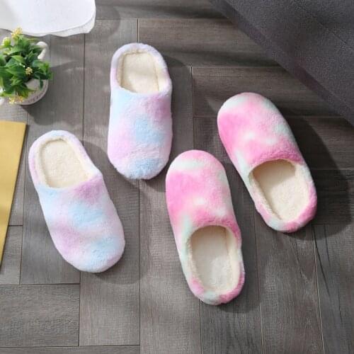 2020 Slippers Women Indoor House Plush Soft Gradient Cotton Slippers Shoes Non-slip Floor Home Slippers Women Slides For Bedroom