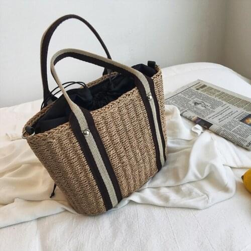 Large Capacity Straw Bags Women Handmade Woven Basket Tote Summer Bohemian Beach Crossbody Bags Luxury Brand Lady Handbags Bolsa